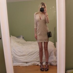 Pink Lace Bodycon Dress